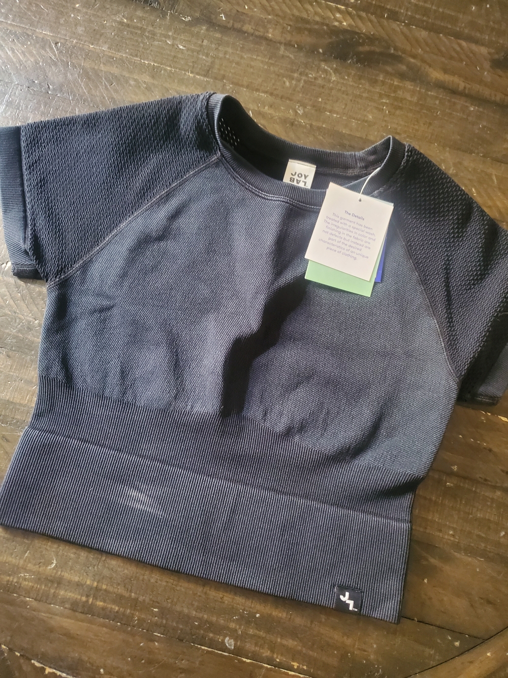 JoyLab Black Textured Short-Sleeve Crop Top